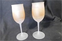 6 frosted peach wine glasses -