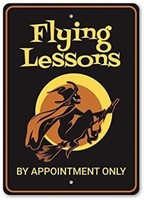 Metal Sign: Witch & Broomsticks Flying Lessons