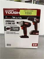 Hyper Tough Cordless 20v 2-Tool Kit with battery