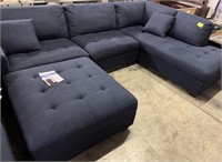 thomasville fabric sectional w/ottoman preowned
