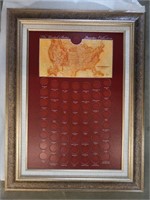 PAIR OF EMPTY STATE QUARTER FRAMED MAPS