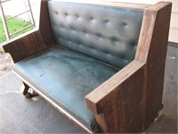 Antique Upholstered Church Pew