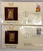 2GOLD FOIL FIRST DAY ISSUE STAMPS