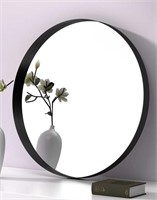 New - HDYYGY Black Round Bathroom Mirror, Circle