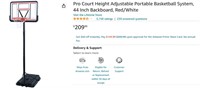 $209 Pro Court Height Adj Basketball, Red/White