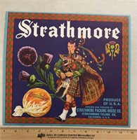 VINTAGE CRATE LABEL-STRATHMORE/PRODUCE/CALIFORNIA