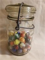 Canning Jar with Glass Marbles