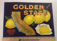 VINTAGE CRATE LABEL-GOLDEN STATE/LEMON/CALIFORNIA