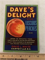 VINTAGE CRATE LABEL-DAVE’S DELIGHT/PICTURES/SOUTH