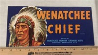 VINTAGE CRATE LABEL-WENATCHEE CHIEF/WASHINGTON