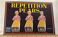 VINTAGE CRATE LABEL-REPETITION/PEARS/WASHINGTON