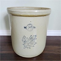 Antique 6 Gallon Western Stoneware Crock