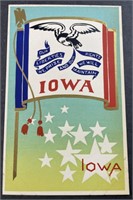 PPC Postcard Original Serigraph State Flag Iowa