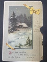 Antique Christmas Postcard Stamped & Postmarked