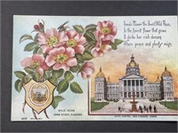 Vintage Iowa State Flower & Capitol Postcard