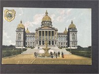 Antique Iowa State Capitol Postcard Stamped