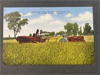 Vintage Kansas Harvest Postcard Stamped