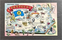 Vintage 1980 Kentucky State Map Postcard