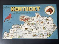 Vintage State of Kentucky Map Postcard