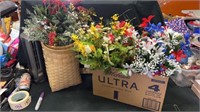 Basket & box of flowers