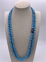 Antique Blue Opaline Necklace w/ Cloisonne Clasp