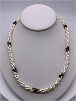 Genuine Rice Pearl w/ Tiger Eye Beaded Necklace