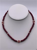 Vintage 12K GF Burgundy & Pink Beaded Necklace