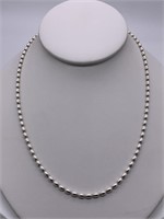 Fine Italian Sterling Silver Oval Ball Necklace
