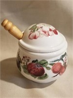 Portmeirion Mustard Pot, Floral with spoon