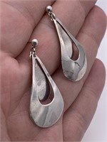 Vintage Sterling Silver MCM Style Dangle Earrings