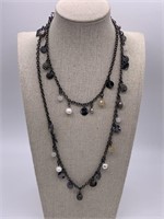Sequin Jewelry Co. Long Gunmetal Pearl Necklace