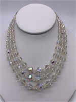 Antique Triple-Strand Austrian Crystal Necklace