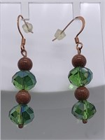 Copper Goldstone & Green Agate Earrings