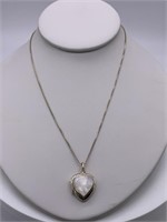 Sterling Silver MOP Heart Locket Necklace