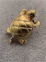Swarovski Crystal Gold Tone Turtle Pin