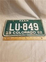 1962 Colorado Farm License Plate