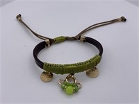 Madamas Gold Tone Green Bracelet