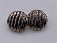 Vintage Sterling Silver Textured Oval Earrings
