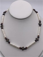 Fine Sterling Baroque Pearl & Garnet Necklace