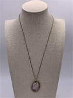 vtg Sterling Silver Abalone Pendant Necklace