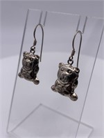 Antique Sterling Silver CW Teddy Bear Earrings