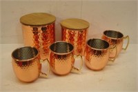 Copper Finished Cups and Canisters
