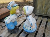 Vintage Kissing Dutch Boy & Girl Garden Statues