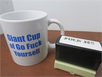 Rude F Word Coffee Mug and Stamp "F*ck It"