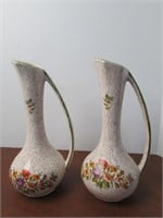 Two Unique Flower Painted Vases, Picthers