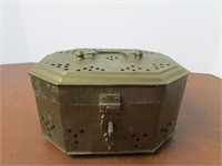 Vintage Brass Cricket Box Hinged w Handle Made in