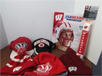 Wisconsin Badger Lot, Hats, and Golf Club Handle