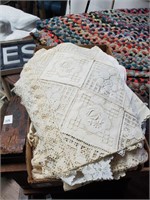 Box Flat of Various Doilies-Crocheted & Machine