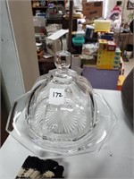 Vtg. Clear Glass Covered Butter Dish Heisey Style