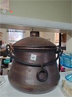 Copper Bucket & Lid w/Iron Handles & Bail Handle
